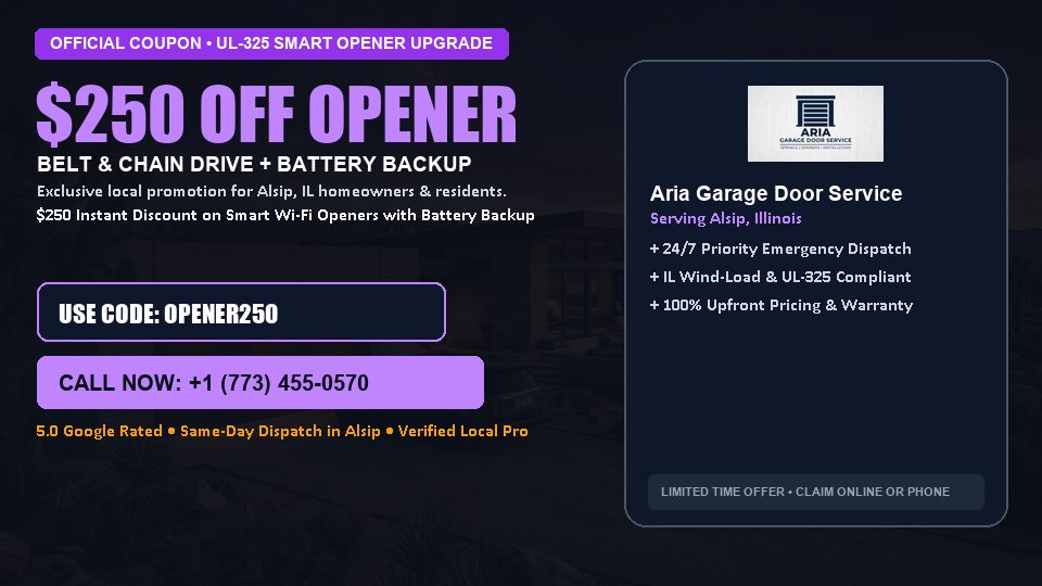 $250 OFF Smart Wi-Fi Garage Door Opener Installation in Alsip, IL - Aria Garage Door Service