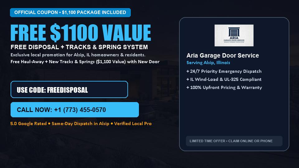 FREE Old Door Haul-Away & Heavy-Duty Tracks in Alsip, IL - Aria Garage Door Service