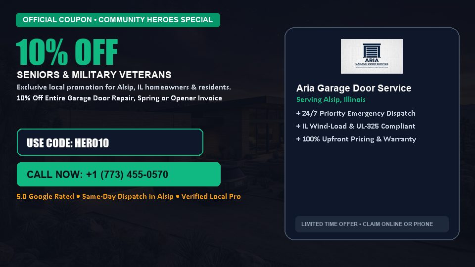10% OFF Senior, Military & First Responder Discount in Alsip, IL - Aria Garage Door Service